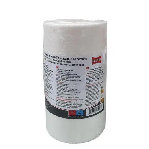 Náhradní role do univerzálního zásobníku na ubrousky Ballistol. Odolné a savé ubrousky vhodné pro téměř všechny tekuté výrobky Ballistol.